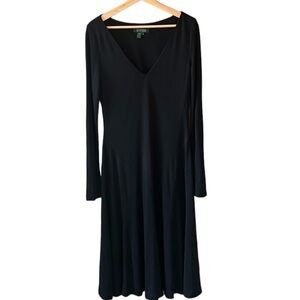 Lauren Ralph Lauren L Black Fit & Flare Midi Dress Classic Balletcore